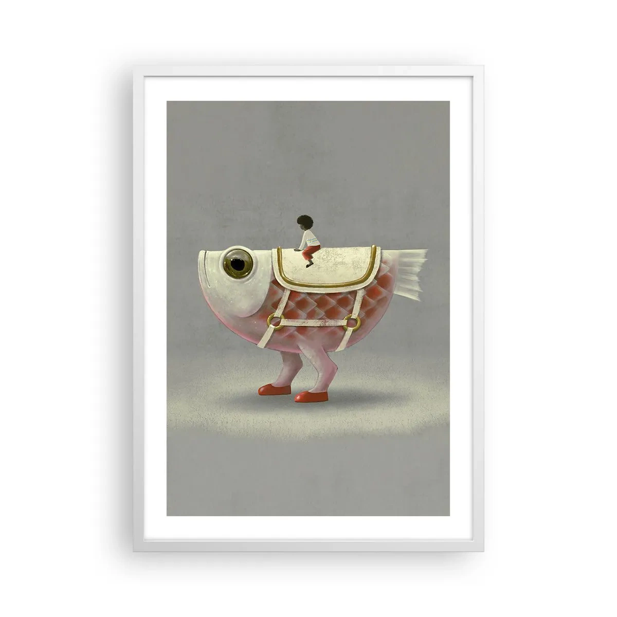 Poster in cornice bianca - Il cavaliere del pesce - 50x70 cm