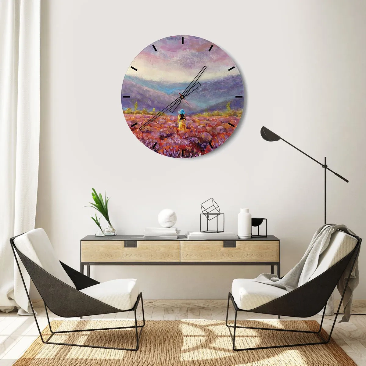 Orologio da parete - Orologio in Vetro - Nel mondo di lavanda - 40x40 cm