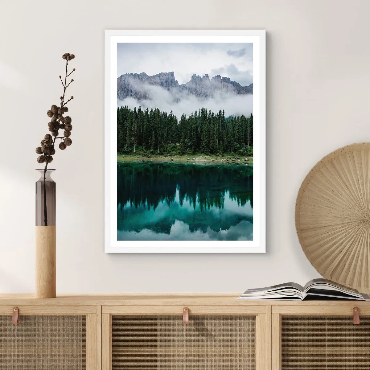 Poster in cornice bianca - Silenzio, non svegliamo l'acqua che dorme... - 50x70 cm