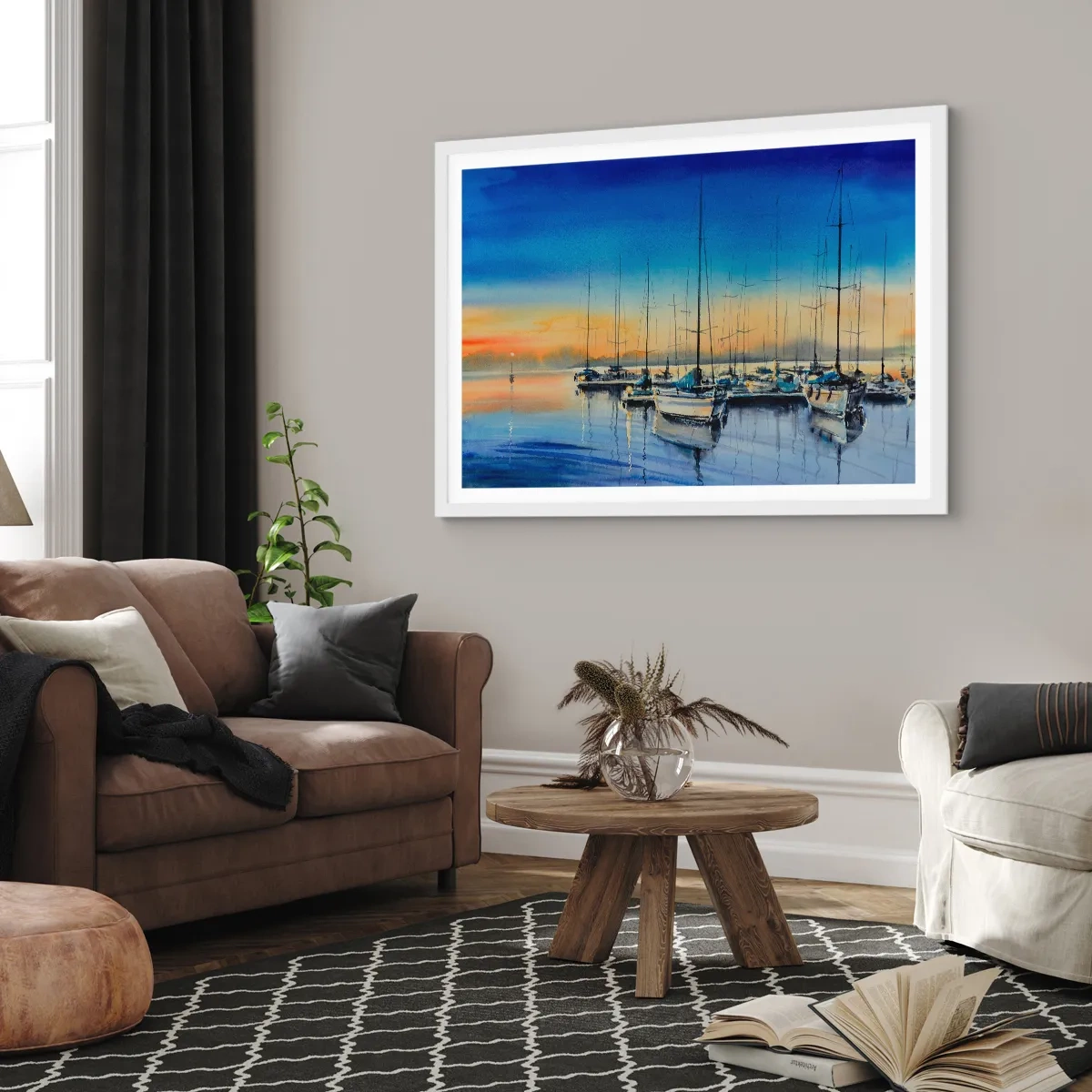 Poster in cornice bianca - La fine di una buona giornata - 100x70 cm