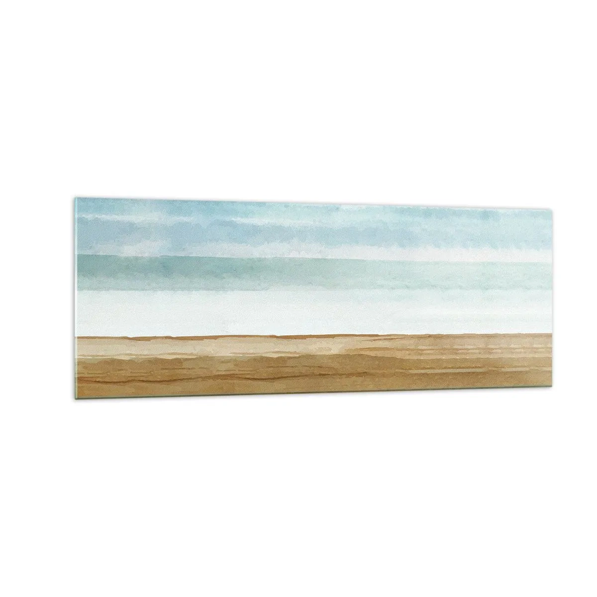 Quadro su vetro - Paesaggio astratto di spiaggia in tonalità pastello - 140x50cm - Rilassamento - Decorazione murale moderna per soggiorno e camera da letto ARTTOR
