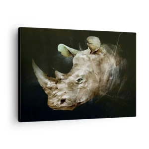 Quadro su tela - Stampe su Tela - Ritratto di un rinoceronte in forma artistica - 70x50cm - Vera forza mascolina - Decorazione murale moderna per soggiorno e camera da letto ARTTOR