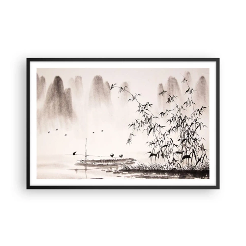 Poster in cornice nera - Il silenzio dei campi di riso - 91x61 cm