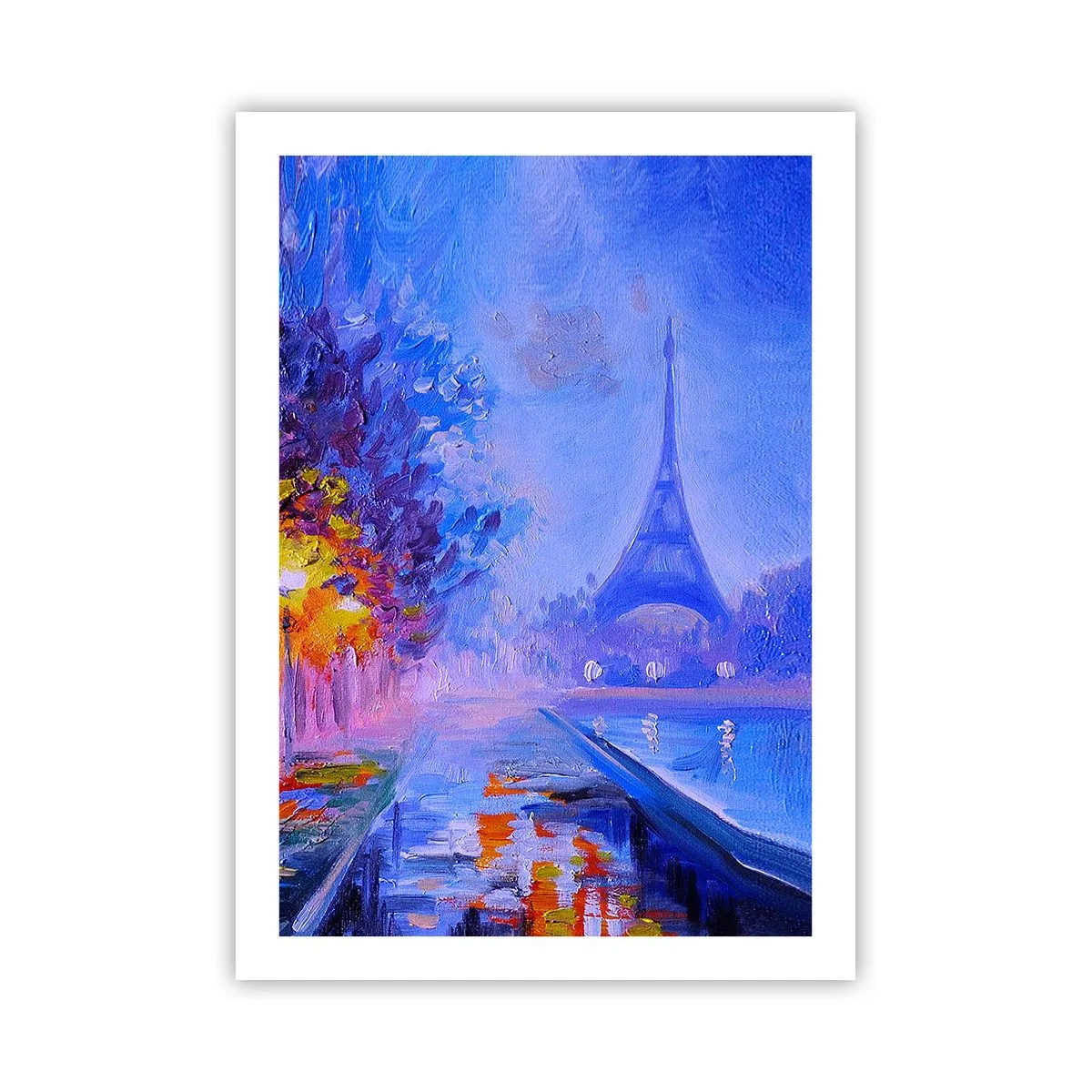 Poster - La Torre Eiffel in uno scatto notturno pittorico - 50x70cm - Passeggiata da sogno - Decorazione murale moderna per soggiorno e camera da letto ARTTOR