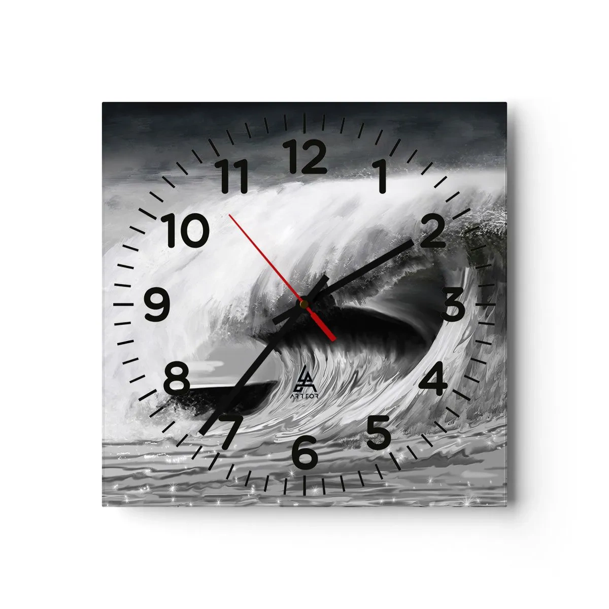 Orologio da parete - Orologio in Vetro - La furia dell'oceano - 40x40 cm