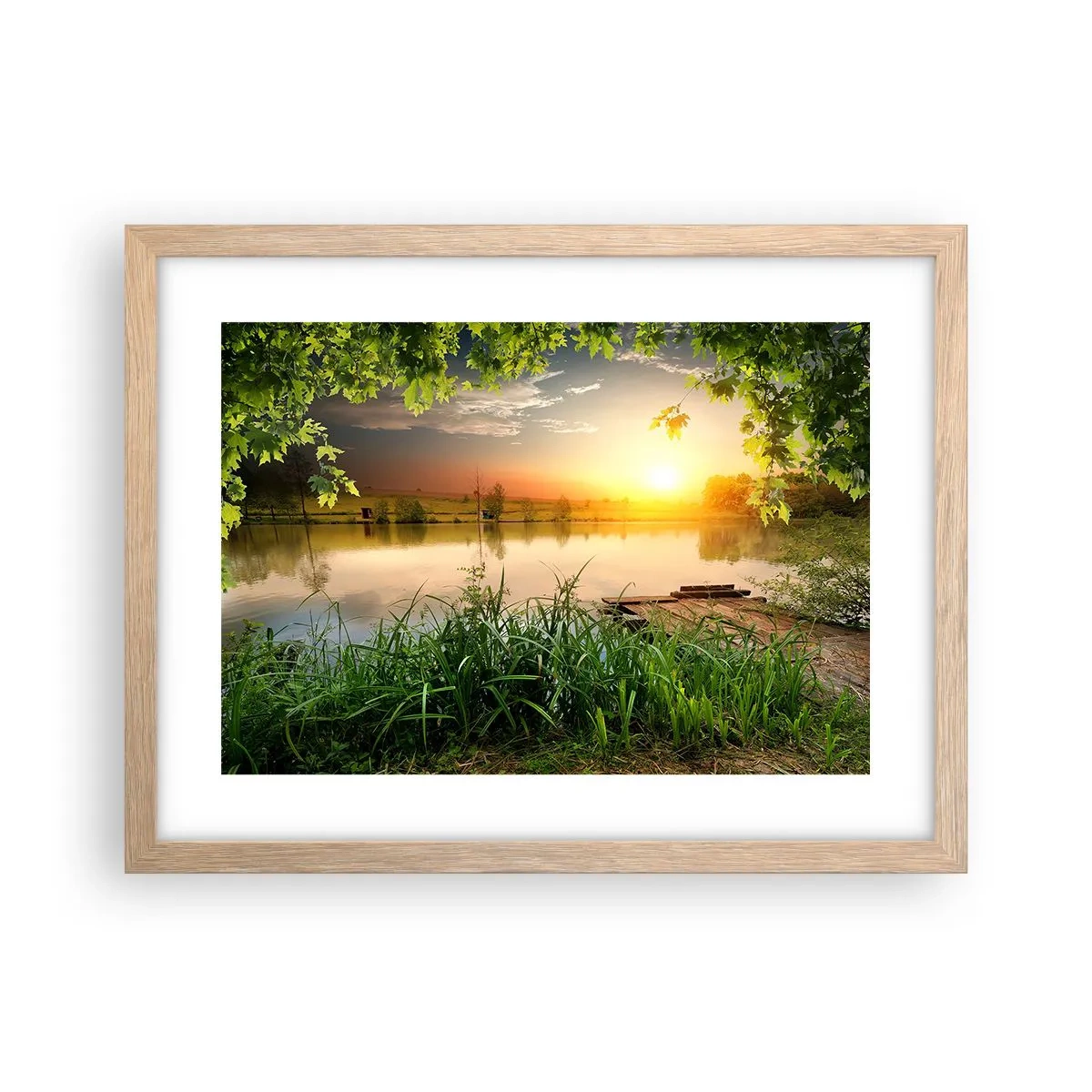 Poster in cornice rovere chiaro - Paesaggio incorniciato di verde - 40x30 cm