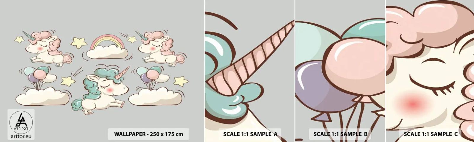 Campione Di Fotomurale Standard Eco - Sicuramente esistono… - Per bambini, Unicorno, Fiaba - 100x30 cm