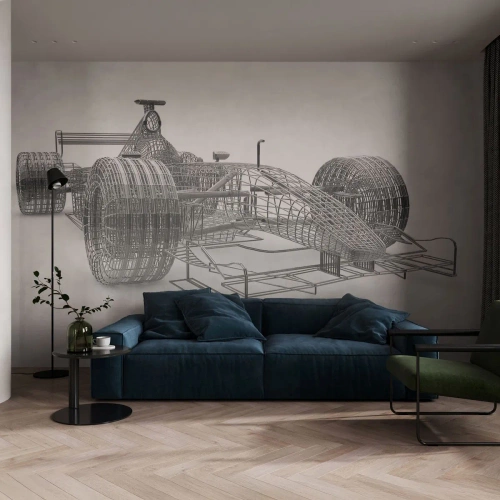 Fotomurali Standard Eco - Struttura ideale: idea di slancio - 3D, Auto da corsa, Grafica - 450x315 cm