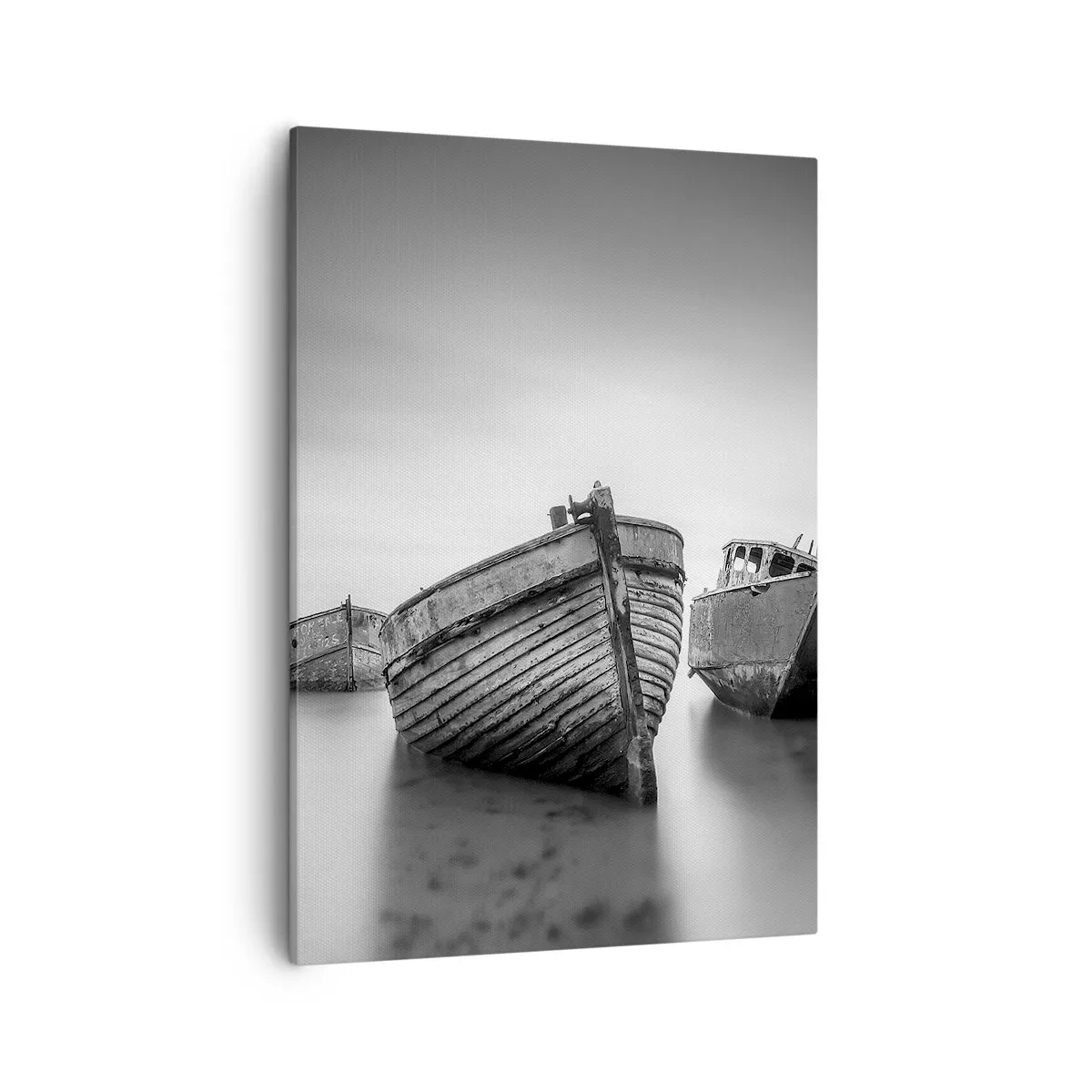 Quadro su tela - Stampe su Tela - Barche abbandonate in acque calme - 50x70cm - Sono solo ricordi... - Decorazione murale moderna per soggiorno e camera da letto ARTTOR