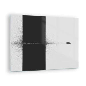 Quadro su vetro - Una composizione astratta in bianco e nero con una linea dinamica - 70x50cm - Dritto allo scopo - Decorazione murale moderna per soggiorno e camera da letto ARTTOR