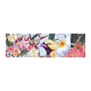 Campione Di Fotomurale Standard Eco - Petali e piume - Uccello, Fiori, Giardino - 100x30 cm