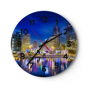 Orologio da parete - Orologio in Vetro - Notte multicolore della metropoli - 40x40 cm