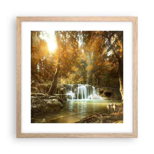 Poster in cornice rovere chiaro - Cascata nel parco - 40x40 cm