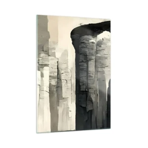 Quadro su vetro - Colonne in pietra in stile antico in una tavolozza di colori neutri - 50x70cm - La maestà dell'antichità - Decorazione murale moderna per soggiorno e camera da letto ARTTOR