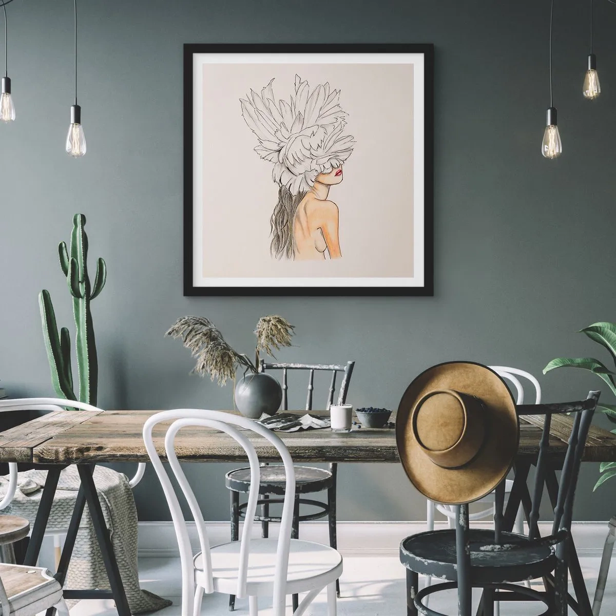 Poster in cornice nera - Bellezza coronata - 40x40 cm