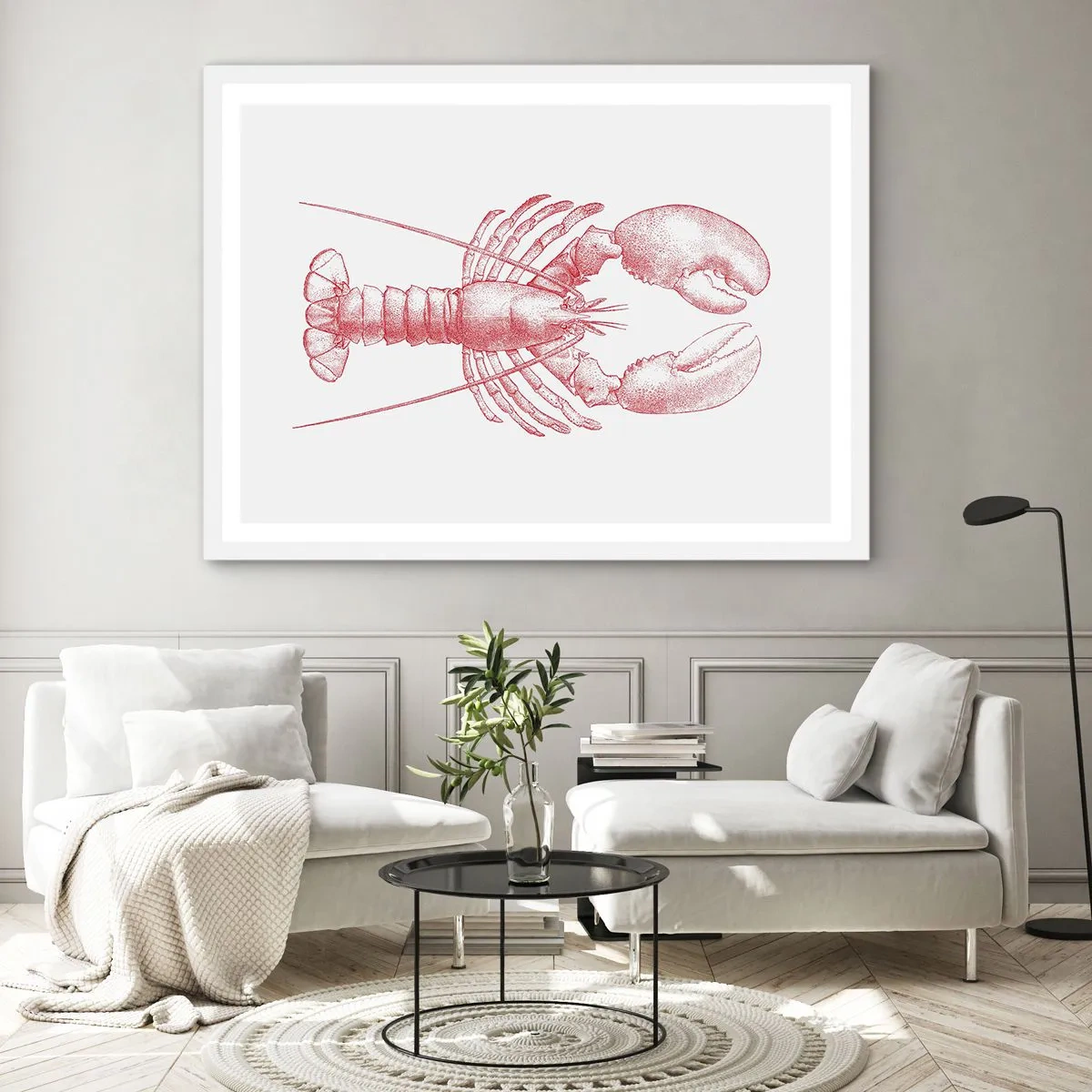 Poster in cornice bianca - Aragosta d'agosto - 91x61 cm