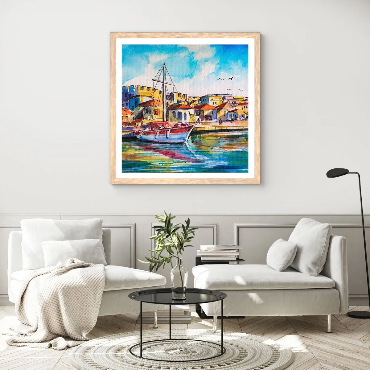 Poster in cornice rovere chiaro - Un colorato pomeriggio - 50x50 cm