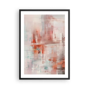 Poster in cornice nera - Composizione astratta nei toni del rosso e del blu - 50x70cm - Nebbiose e rosate - Decorazione murale moderna per soggiorno e camera da letto ARTTOR