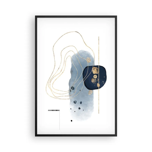 Poster in cornice nera - Fantasia blu e oro - 61x91 cm