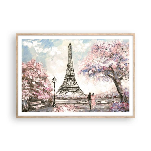 Poster in cornice rovere chiaro - Passeggiata a Parigi in aprile - 100x70 cm
