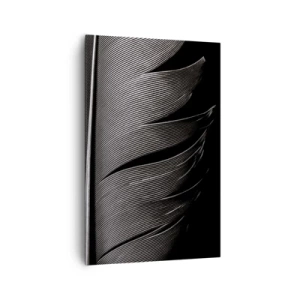 Quadro su tela - Stampe su Tela - Texture di piume bianche e nere in stile minimalista - 80x120cm - Piuma: struttura meravigliosa - Decorazione murale moderna per soggiorno e camera da letto ARTTOR