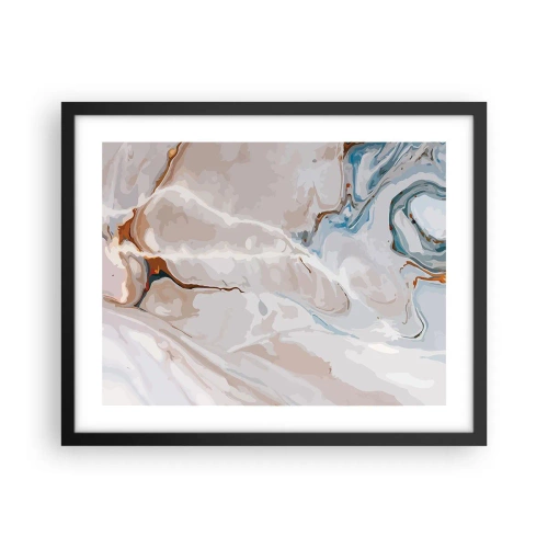 Poster in cornice nera - Meandri blu sotto il bianco - 50x40 cm