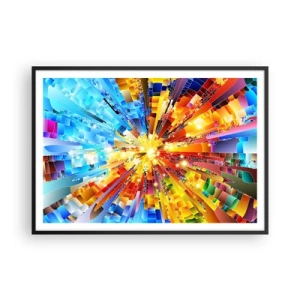 Poster in cornice nera - Un'esplosione dinamica di colori e luci - 100x70cm - In medias res - Decorazione murale moderna per soggiorno e camera da letto ARTTOR