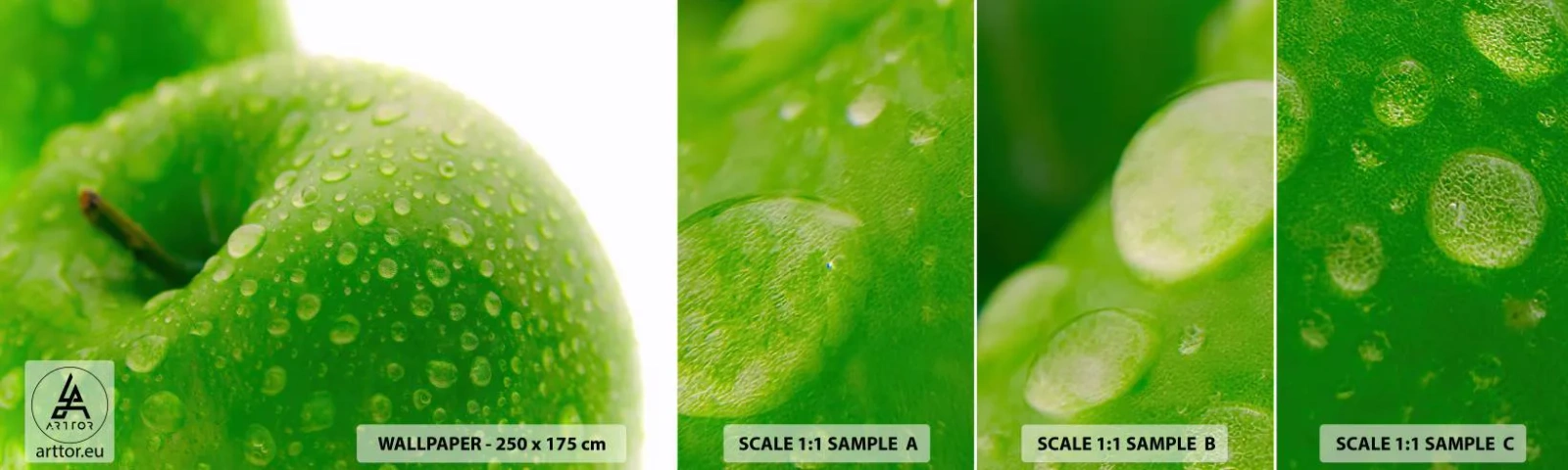 Campione Di Fotomurale Standard Eco - Rinfrescante verde freschezza - Frutta, Mela, Gastronomia - 100x30 cm