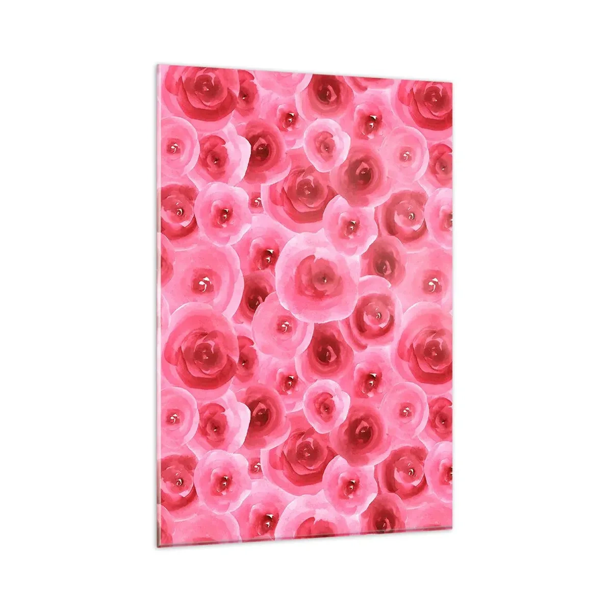 Quadro su vetro - Delicate rose nelle tonalità pastello del rosa - 80x120cm - Rose in alto e in basso - Decorazione murale moderna per soggiorno e camera da letto ARTTOR