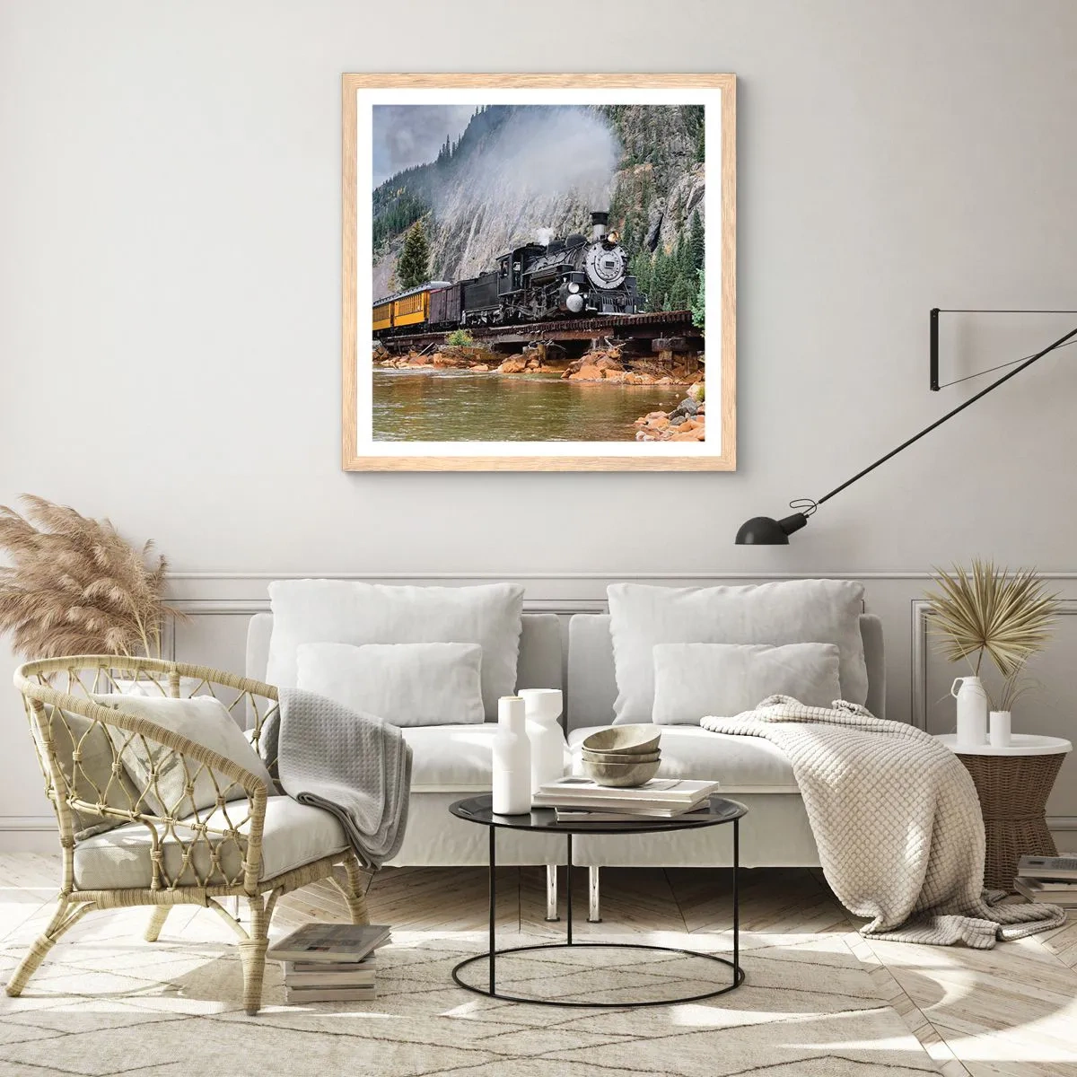 Poster in cornice rovere chiaro - Dove andiamo? - 40x40 cm