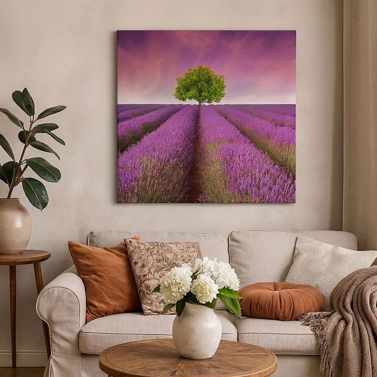 Quadro su tela - Stampe su Tela - Sui campi di lavanda - 30x30 cm