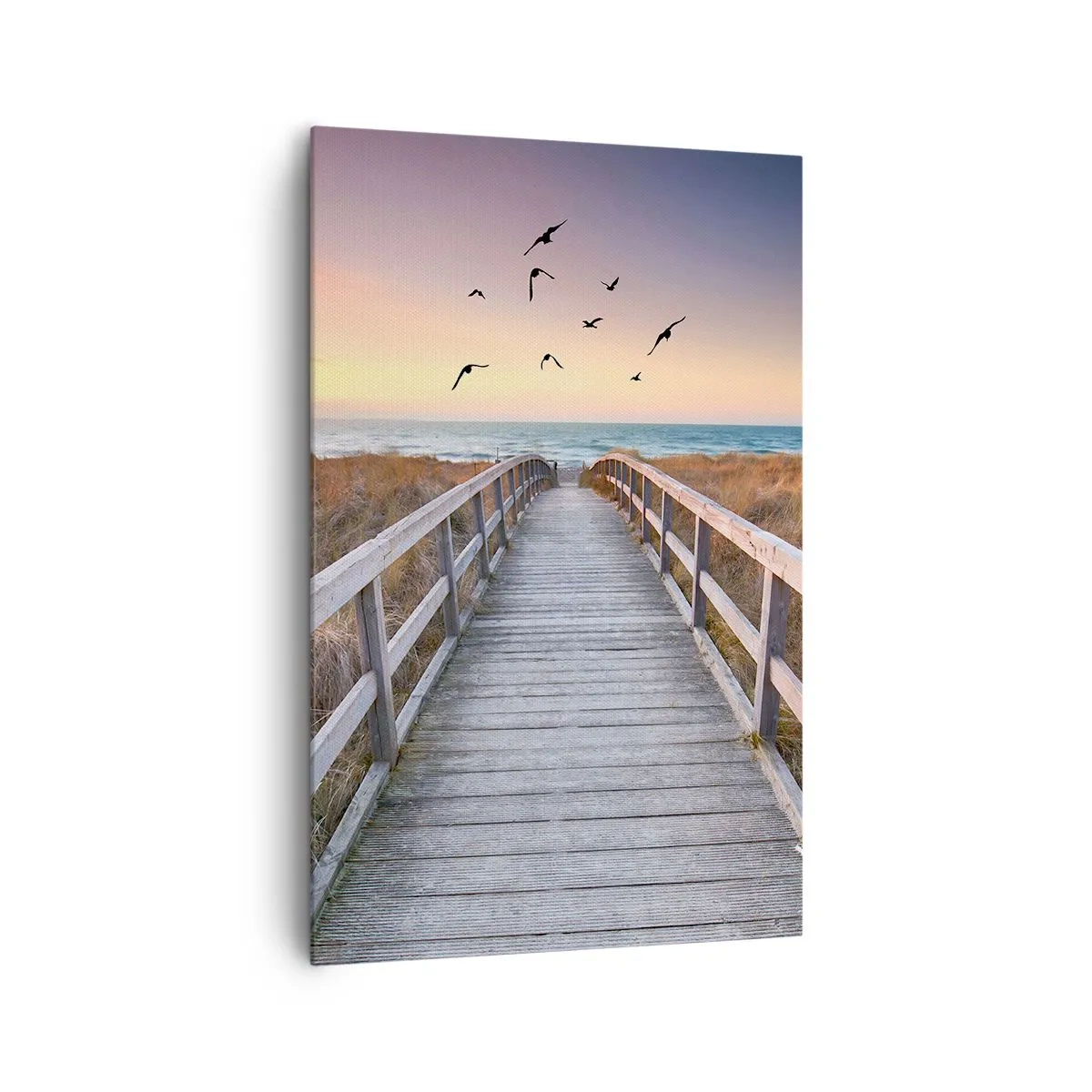 Quadro su tela - Stampe su Tela - Molo di legno che conduce alla spiaggia al tramonto - 80x120cm - Spazio per volare - Decorazione murale moderna per soggiorno e camera da letto ARTTOR