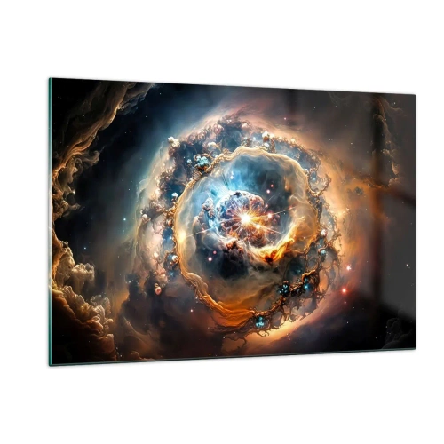Quadro su vetro - Un'esplosione cosmica al centro di un vortice galattico - 120x80cm - L'inizio - Decorazione murale moderna per soggiorno e camera da letto ARTTOR