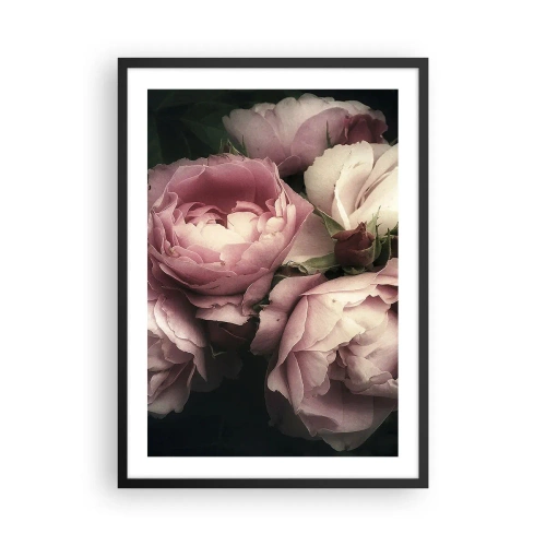 Poster in cornice nera - Peonie rosa in una composizione elegante e classica - 50x70cm - Il fascino della Belle Époque - Decorazione murale moderna per soggiorno e camera da letto ARTTOR