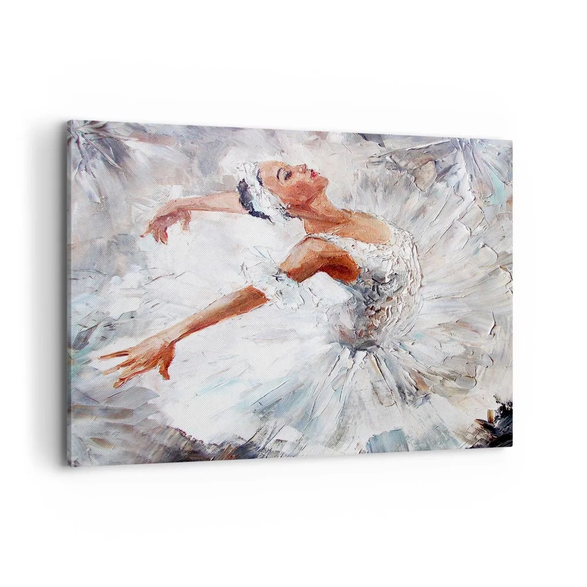Quadro su tela - Stampe su Tela - Una ballerina in abito bianco che balla - 120x80cm - Delicata e leggera come il tulle - Decorazione murale moderna per soggiorno e camera da letto ARTTOR