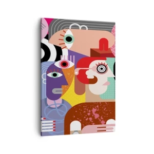 Quadro su tela - Stampe su Tela - Astrazione colorata con facce geometriche - 50x70cm - Mi manda Picasso - Decorazione murale moderna per soggiorno e camera da letto ARTTOR