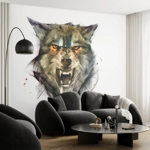 Fotomurali Autoadesivo Deluxe Sticker - Non si passa! - Astrazione, Animali, Lupo - 300x210 cm