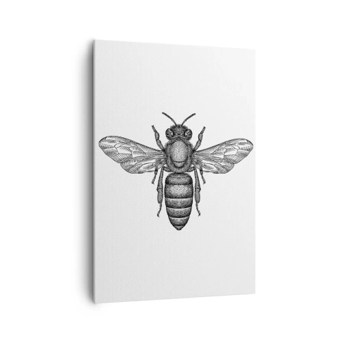 Quadro su tela - Stampe su Tela - Un motivo a forma di ape in stile cartone animato su sfondo bianco, in stile minimalista. - 70x100cm - Ritratto d'insetto - Decorazione murale moderna per soggiorno e camera da letto ARTTOR