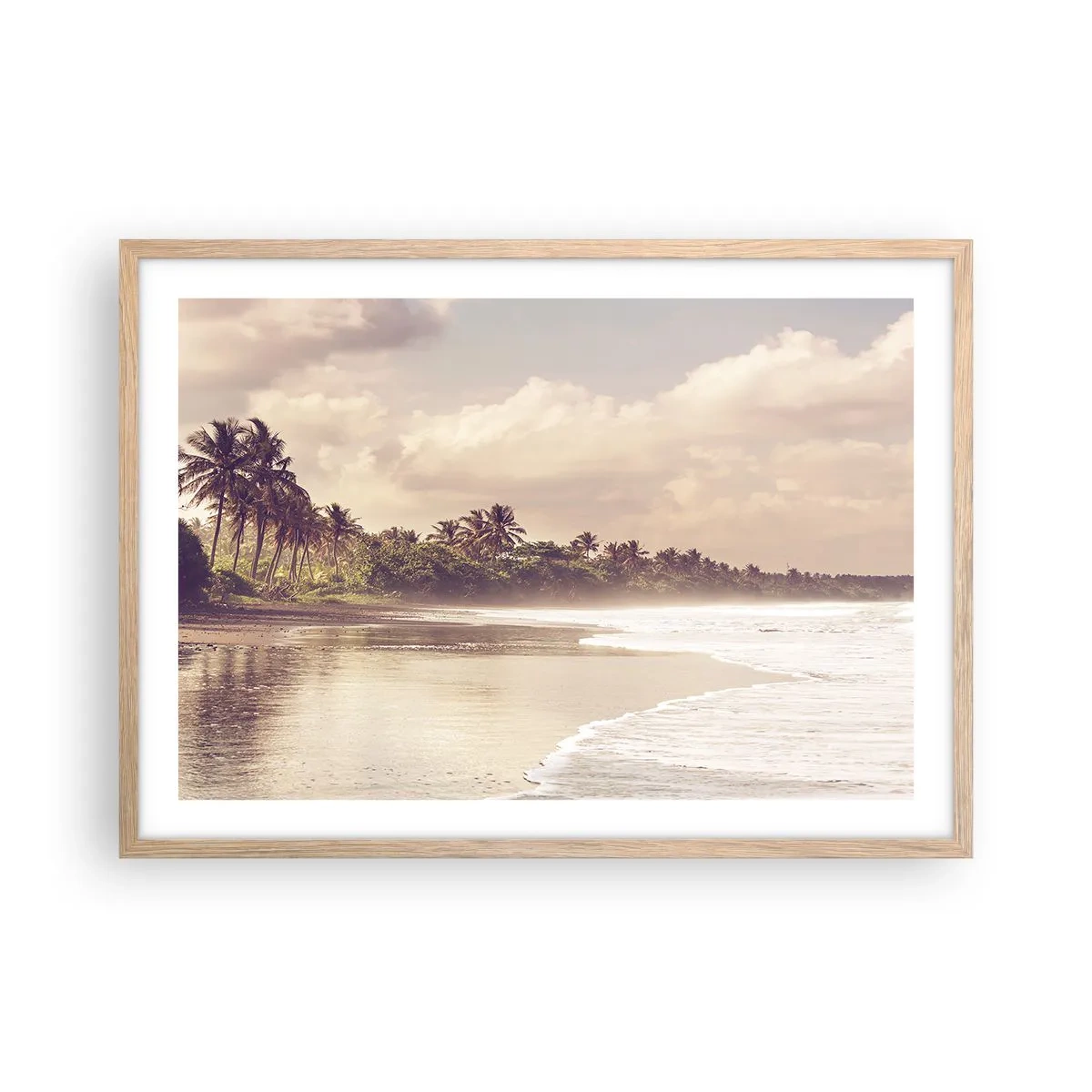 Poster in cornice rovere chiaro - La carezza delle onde - 70x50 cm