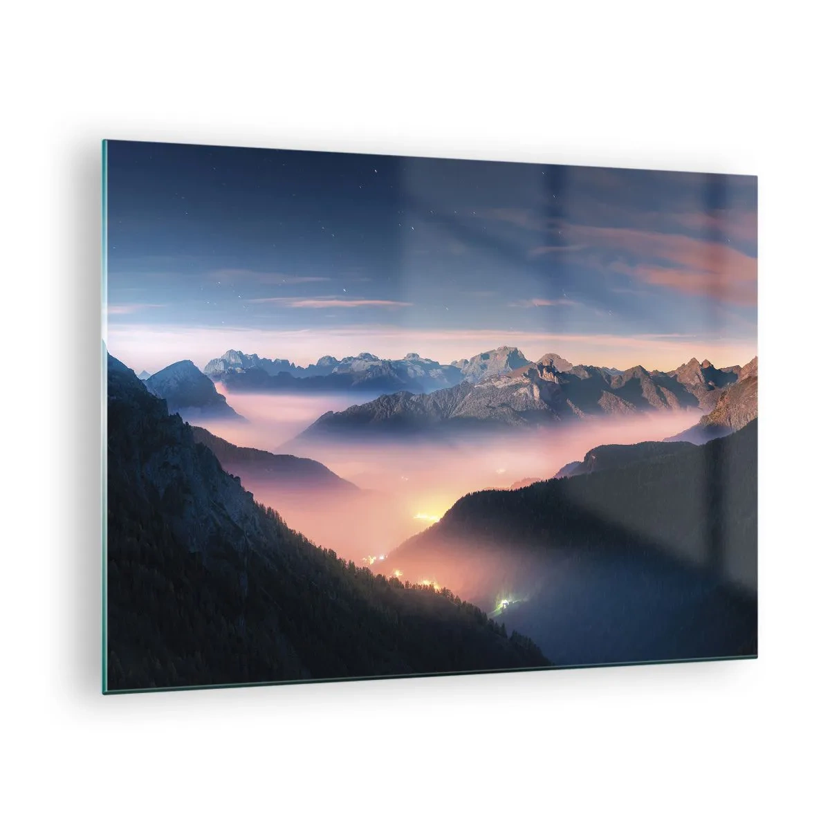 Quadro su vetro - La luce nelle valli - 70x50 cm