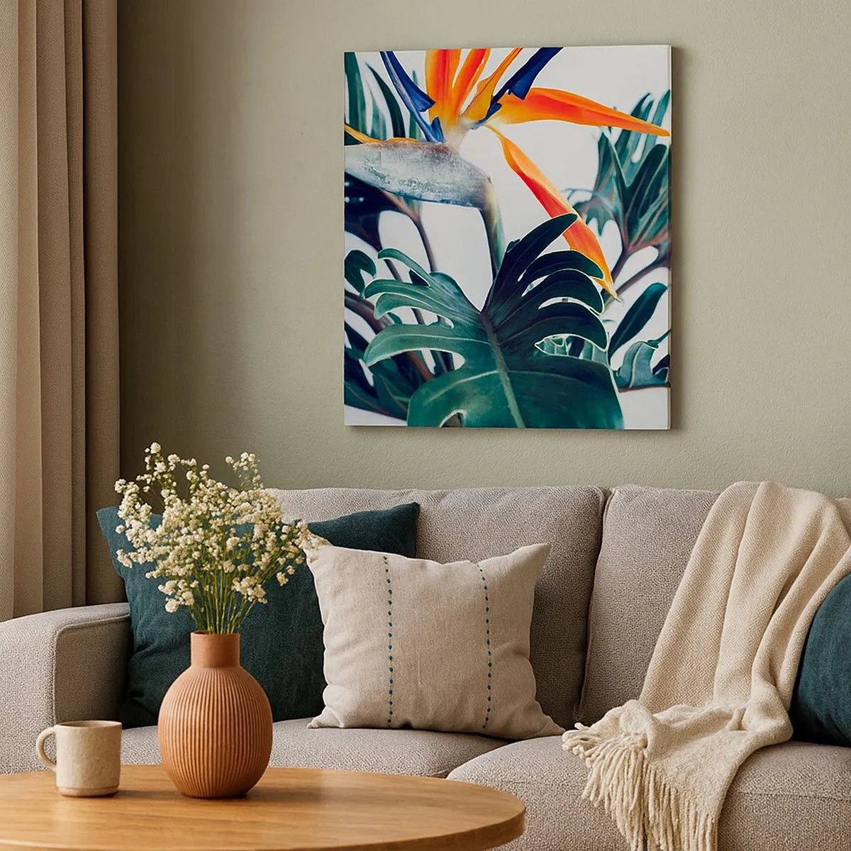 Quadro su tela - Stampe su Tela - Pianta uccello - 30x30 cm