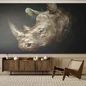 Fotomurale su misura Premium Canvas - Vera forza mascolina - Astrazione, Rinoceronte, Animali