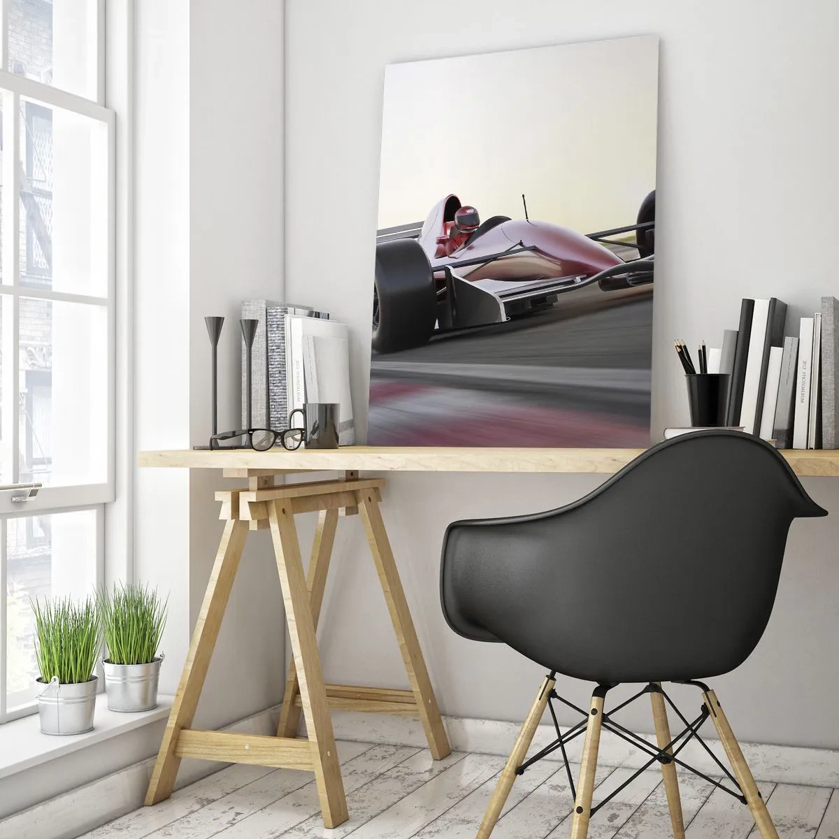 Quadro su vetro - Formula 1 in pista - 50x70cm - Sempre vincente - Decorazione murale moderna per soggiorno e camera da letto ARTTOR