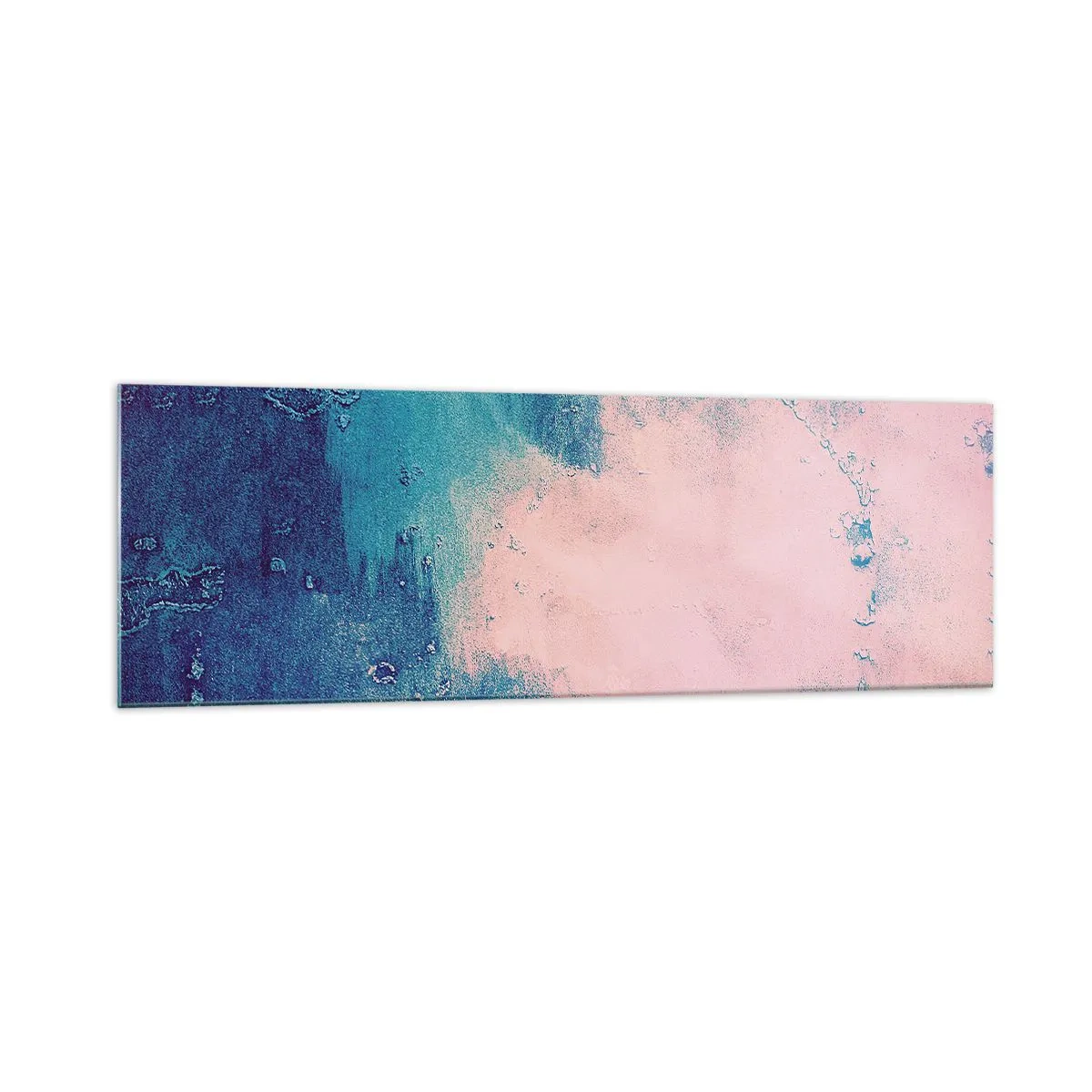 Quadro su vetro - Texture astratta nei toni del rosa e del blu - 160x50cm - Abbracci nel blu - Decorazione murale moderna per soggiorno e camera da letto ARTTOR