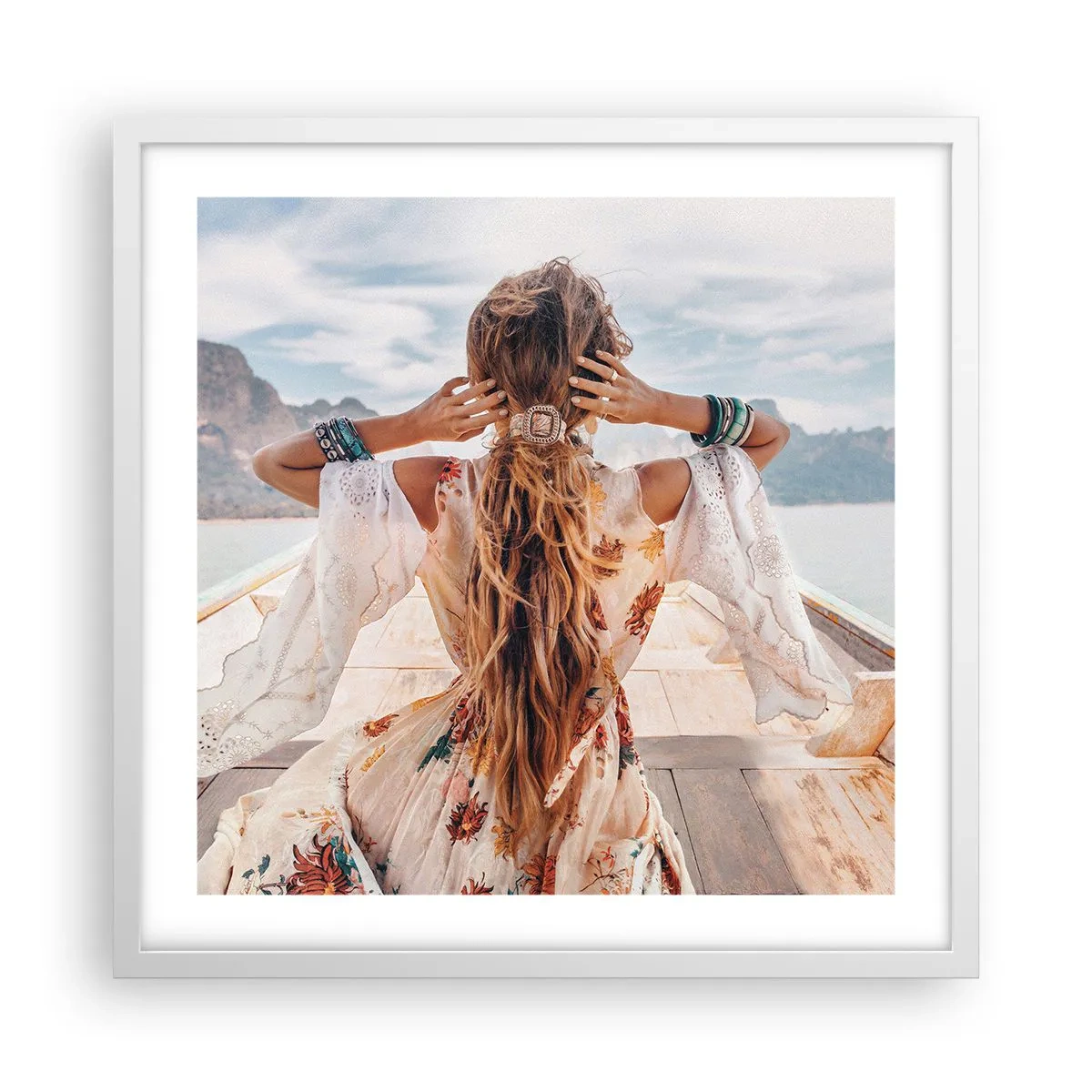 Poster in cornice bianca - In cammino verso la felicità - 50x50 cm