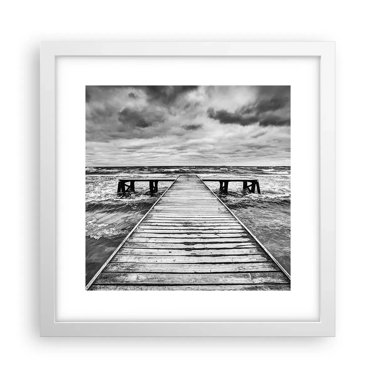 Poster in cornice bianca - Aspetto che il vento le scacci via... - 30x30 cm