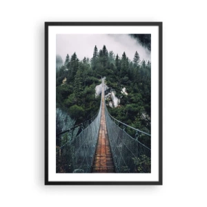 Poster in cornice nera - Un ponte sospeso attraverso una foresta fitta e nebbiosa - 50x70cm - Solo per le aquile - Decorazione murale moderna per soggiorno e camera da letto ARTTOR