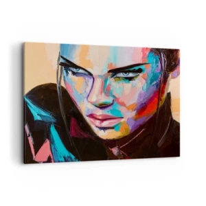 Quadro su tela - Stampe su Tela - Ritratto di una donna in vivaci colori astratti - 100x70cm - Cuore selvatico - Decorazione murale moderna per soggiorno e camera da letto ARTTOR