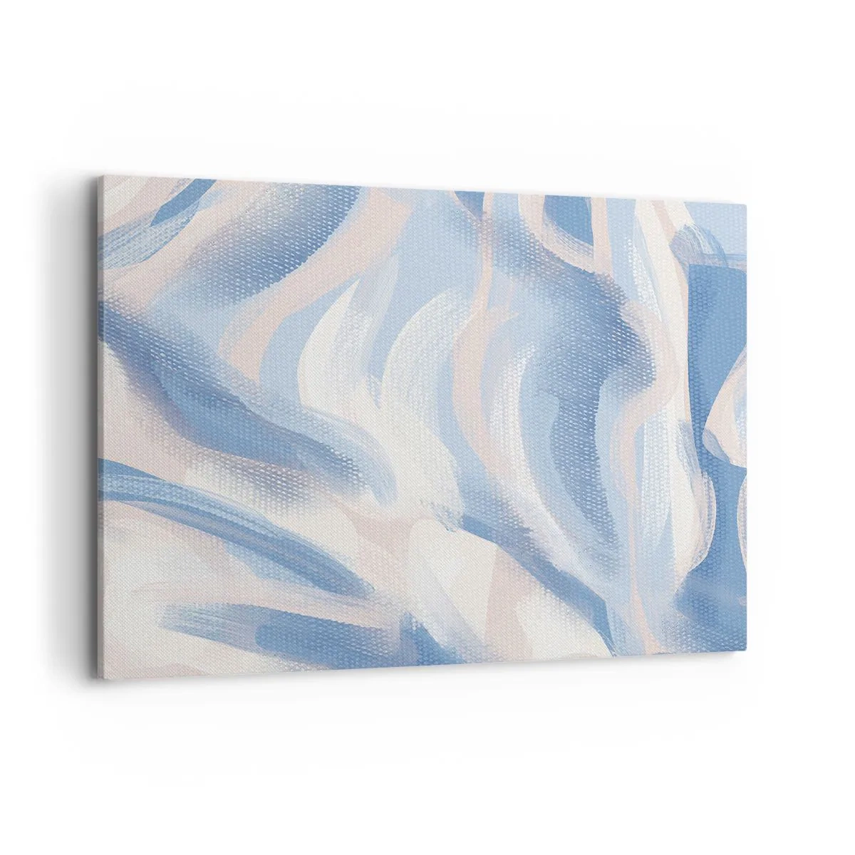 Quadro su tela - Stampe su Tela - Pennellate astratte nei toni del blu e del beige - 100x70cm - Ondulazioni azzurre - Decorazione murale moderna per soggiorno e camera da letto ARTTOR