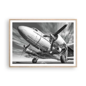 Poster in cornice rovere chiaro - Sempre pronto al volo - 100x70 cm